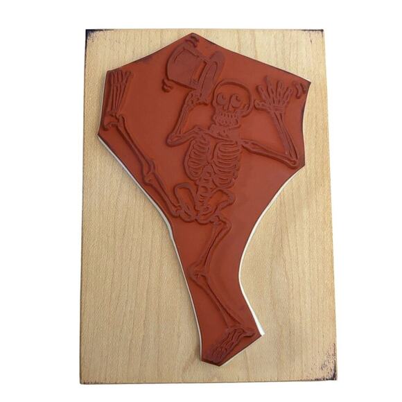 Co-Motion Dancing Skeleton Top Hat rubber stamp 2400 Halloween Grateful Dead - Picture 2 of 4